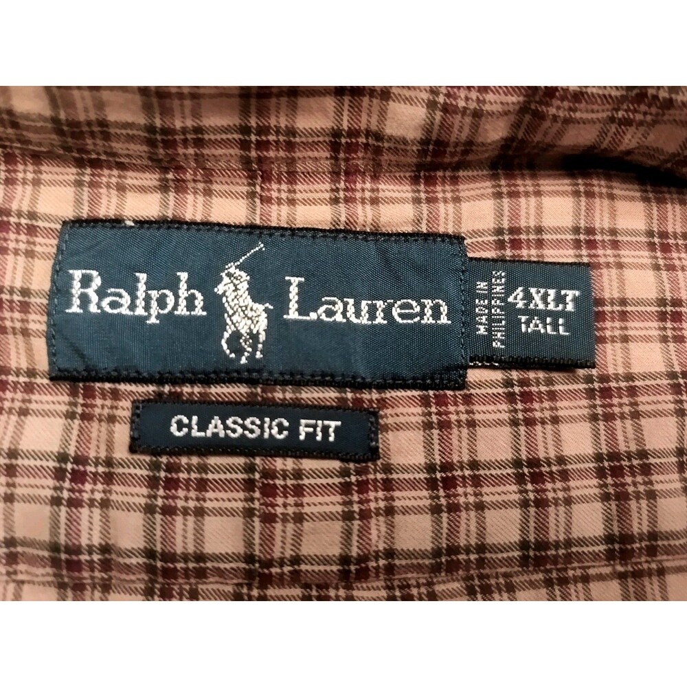 Ralph Lauren Plaid Button Down Shirt Men’s 4XLT Brown long sleeve Classic Fit - Picture 10 of 11
